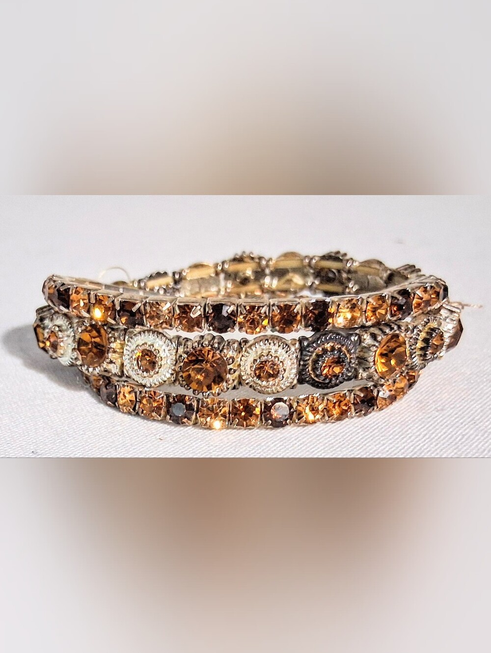 Dazzling Stretch Bracelets - Vintage Topaz, Amber, Citrine, Diamond Crystal